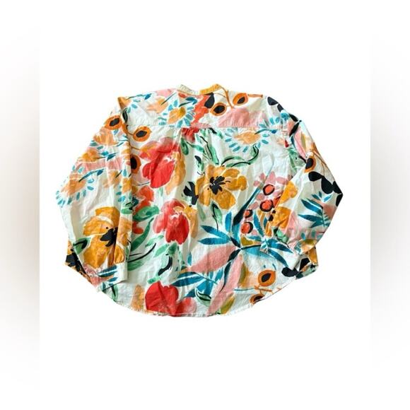 Anthropologie Crisanta Floral Poplin Print Size XL Buttondown Cotton Boho Travel - Picture 5 of 10
